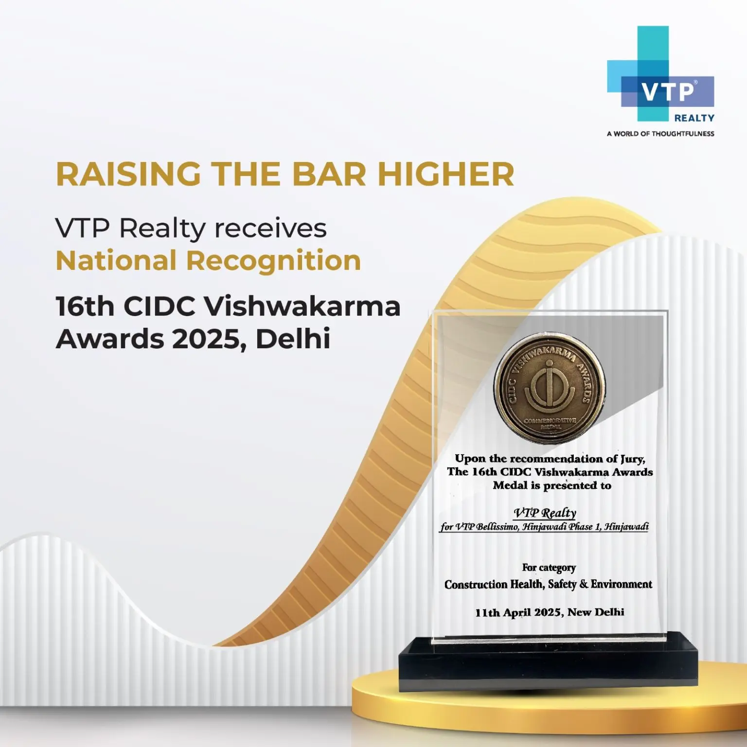 VTP Realty CIDC Medal 2025 For Construction Safety Health Environment