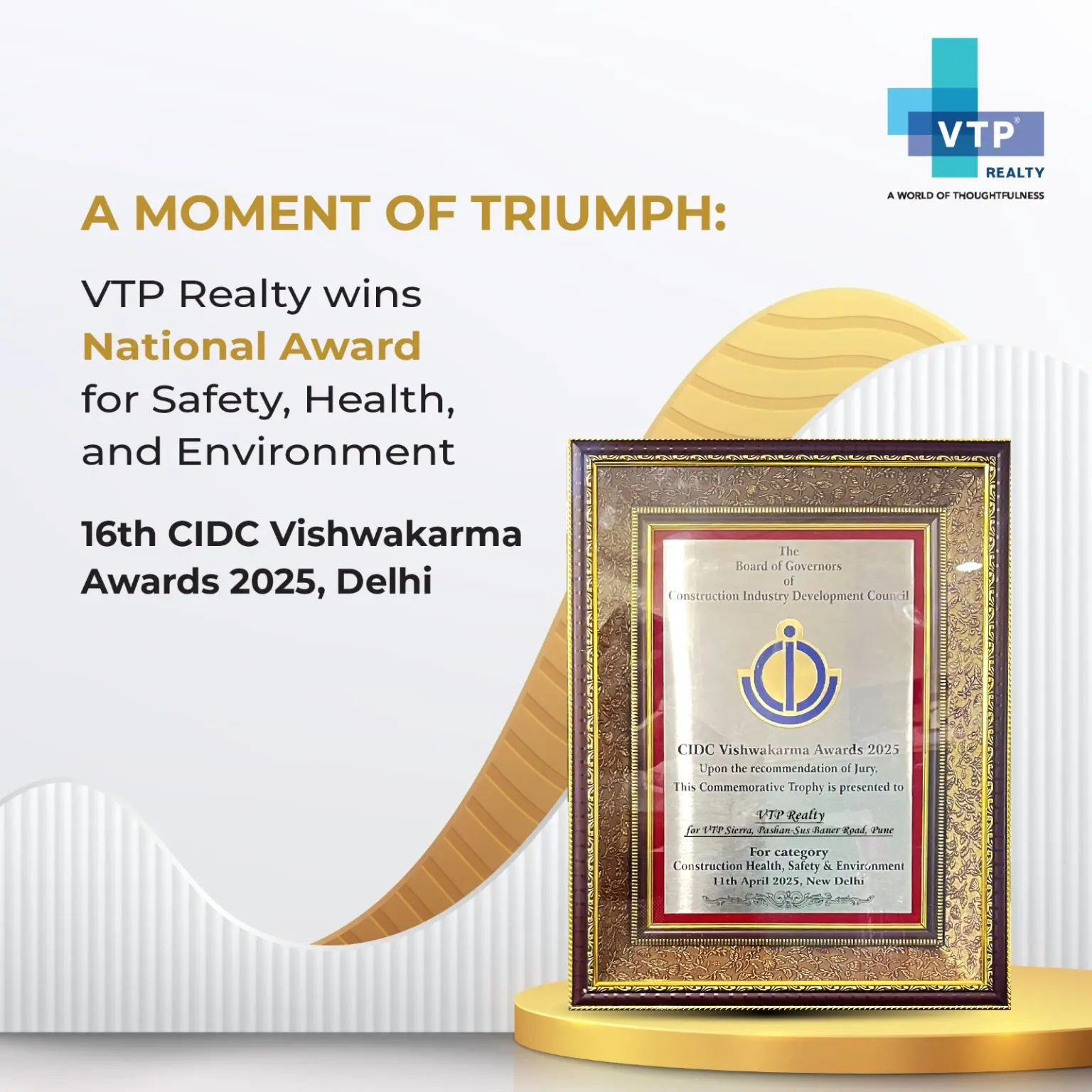 VTP Realty CIDC Award 2025 For Construction Safety Health Environment